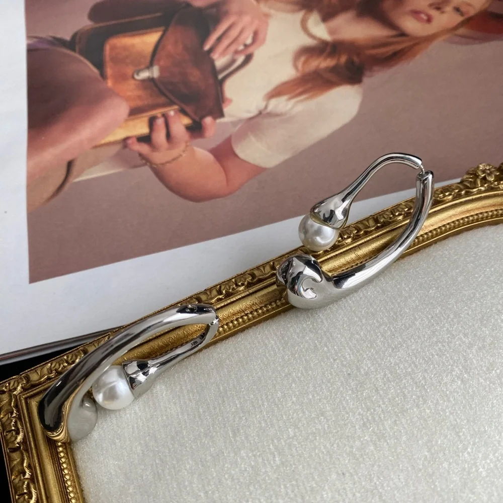 Silver and Pearl Earrings - 2 stylish wearing options -pls read the description - Picture 5 of 6